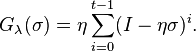 G_\lambda(\sigma)=\eta\sum_{i=0}^{t-1}(I-\eta\sigma)^i.