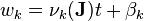 w_k = \nu_k(\mathbf{J}) t + \beta_k