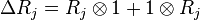 \Delta R_j = R_j \otimes 1 + 1 \otimes R_j\,