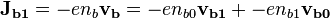 \mathbf{J_{b1}} = - e n_b \mathbf{v_b} = - e n_{b0} \mathbf{v_{b1}} + - e n_{b1} \mathbf{v_{b0}}
