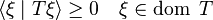 \langle \xi \mid T \xi \rangle \geq 0 \quad \xi \in \operatorname{dom}\ T