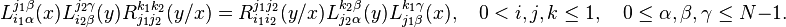 L_{i_1\alpha}^{j_1\beta}(x)L_{i_2\beta}^{j_2\gamma} (y)R_{j_1j_2}^{k_1k_2}(y/x)= R_{i_1i_2}^{j_1j_2} (y/x)L_{j_2\alpha}^{k_2\beta} (y)L_{j_1\beta}^{k_1\gamma}(x),\quad 0<i,j,k\le1,\quad 0\le \alpha, \beta,\gamma\le N-1.