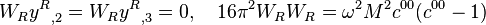 W_R {y^R}_{,2} = W_R {y^R}_{,3} =0, \ \ \ 16\pi^2 W_RW_R = \omega^2 M^2c^{00}(c^{00}-1)
