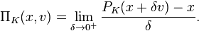 \Pi_K(x,v)=\lim_{\delta \to 0^+} \frac{P_K(x+\delta v)-x}{\delta}.