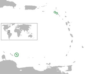 Location of the Dutch special municipalities (green)