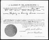 A document with a seal in the bottom left corner, signed by Blackburn, granting a pardon to an individual