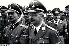 Photo of the 1941 SS tour of the Mauthausen concentration camp led by Heinrich Himmler; Otto Kumm (shown in front row, left), Wilhelm Bittrich and Paul Hausser took part in the tour