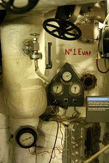 One of the Belfast's evaporators. It is wrapped and also entirely hidden by insulating blankets.