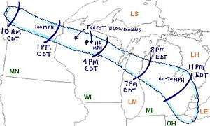 Track of the Independence Day Derecho of 1977
