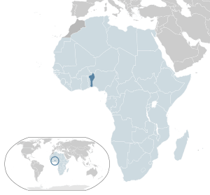 Location of Benin (dark blue)– in Africa (light blue & dark grey)– in the African Union (light blue)