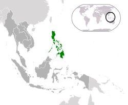Location of the Philippines – green in ASEAN – gray