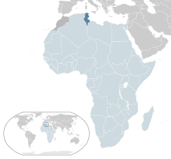 Location of Tunisia (dark blue)– in Africa (light blue & dark grey)– in the African Union (light blue)