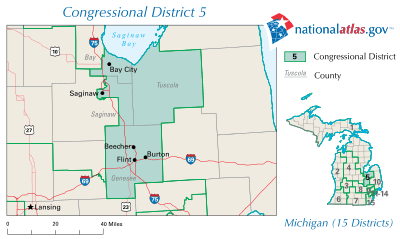 Map of the 5th Congressional District of Michigan from 2003 to 2013