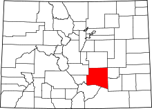 State map highlighting Pueblo County