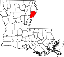 Map of Louisiana highlighting Tensas Parish