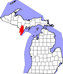 Map of Michigan highlighting Menominee County