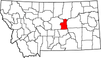 Map of Montana highlighting Petroleum County