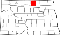 Map of North Dakota highlighting Rolette County