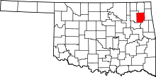 Map of Oklahoma highlighting Mayes County