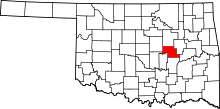 Map of Oklahoma highlighting Okfuskee County