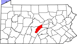 Map of Pennsylvania highlighting Mifflin County