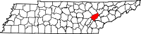 State map highlighting Roane County