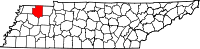 State map highlighting Weakley County