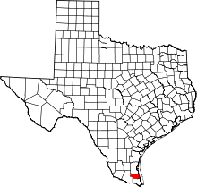 State map highlighting Willacy County