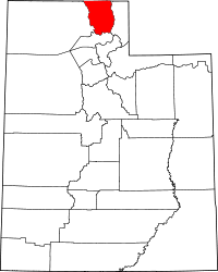 Map of Utah highlighting Cache County