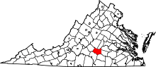 State map highlighting Prince Edward County