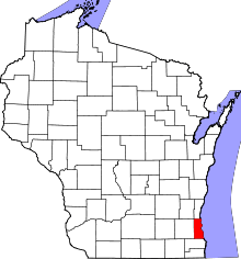 State map highlighting Milwaukee County