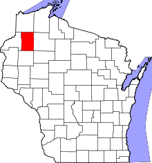 State map highlighting Washburn County