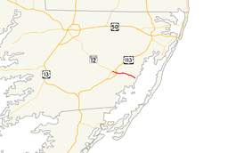 A map of the lower Eastern Shore of Maryland showing major roads. Maryland Route 365 runs from Snow Hill to Public Landing.