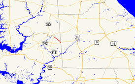 A map of the inland Eastern Shore of Maryland showing major roads. Maryland Route 577 runs from Reliance to Federalsburg.