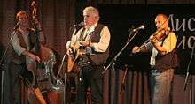 Photo of Mucky Duck Bush Band at CD/Book Launch, Fairbrdge Festival, April 26 2014. L-R: John Perry, Don Blue, erik Kowarski