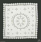 A square supper cloth made by Corkhill while serving overseas.