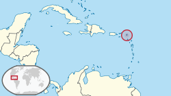 Location of Sint Maarten (circled in red)in the Caribbean (light yellow)