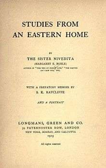 Title page of 1913 edition of Studies from an Eastern Home