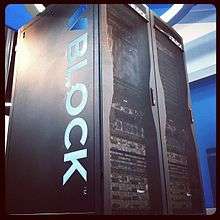 Black rack of computer equipment