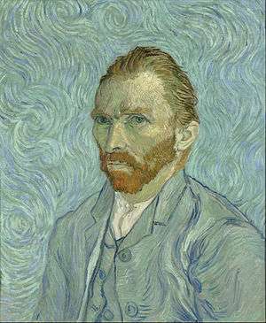 A portrait of Vincent van Gogh from the left, with an extreme intense, intent look, and a red beard.