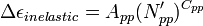 \Delta \epsilon_{inelastic} = A_{pp}(N'_{pp})^{C_{pp}}