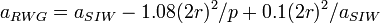 a_{RWG}=a_{SIW}-1.08(2r)^2/p + 0.1 (2r)^2/a_{SIW}
