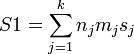 S1 = \sum_{j=1}^{k} n_j m_j s_j