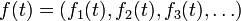 f(t)=(f_1(t),f_2(t),f_3(t),\ldots) \,
