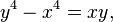y^4-x^4 = xy,\,