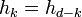 h_k = h_{d-k} \,