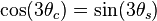 \cos(3\theta_c)=\sin(3\theta_s)