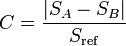 C = \frac {|S_A-S_B|}{S_\mathrm{ref}}