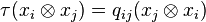 \tau(x_i\otimes x_j)=q_{ij}(x_j\otimes x_i) \,